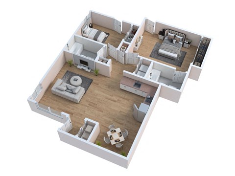 a 3 bedroom floor plan with a living room and a dining room